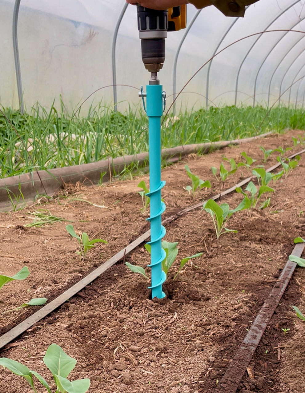 Progressively drilling the soil to insert the probe