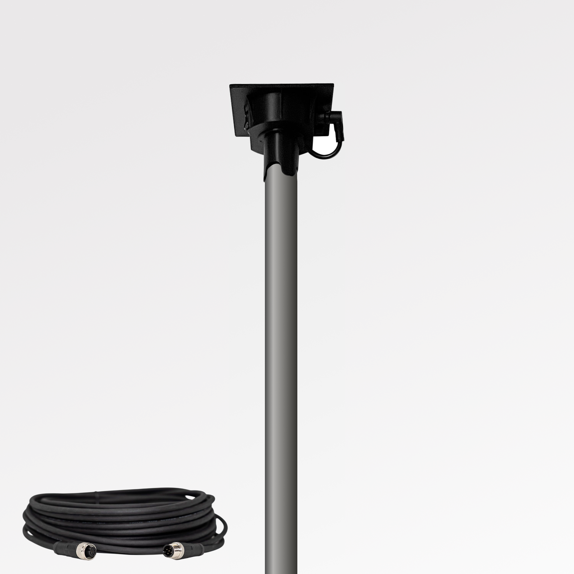 Gateway mounted remotely on a steel mast, probe buried